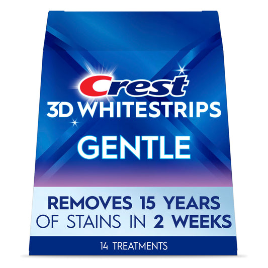 Crest 3D Whitestrips Gentle At-home Teeth Whitening Kit, 14 Treatments, Gently Removes 15 Years of Stains