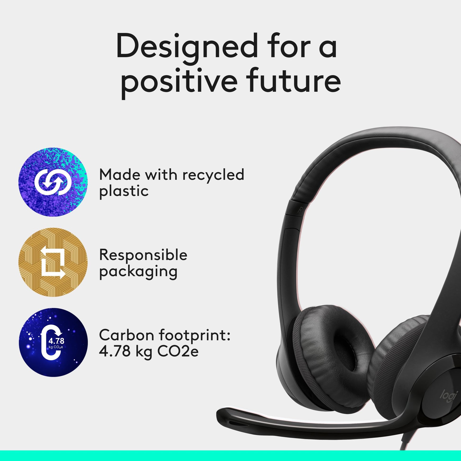Logitech H390 Wired Headset for PC/Laptop, Stereo Headphones with Noise Cancelling Microphone, USB-A, in-Line Controls, Works with Chromebook - Black, 1 Pack - Available at All In One Marketplace Canada