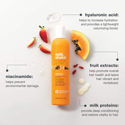 milk_shake Moisture & More Shampoo - Moisturizing Shampoo for Dry, Dull Hair | Restores Moisture and Shine | Tropical Scent | 10.1 Fl Oz (300 ml)