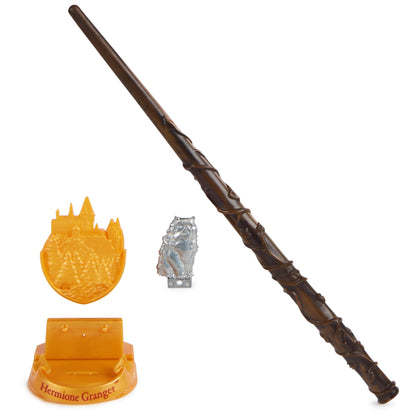 Wizarding World Harry Potter, 12-inch Magical Collector Hermione Granger Wand with Stand & Die-cast Icon, Magical Creatures, Accessory for Halloween Costumes
