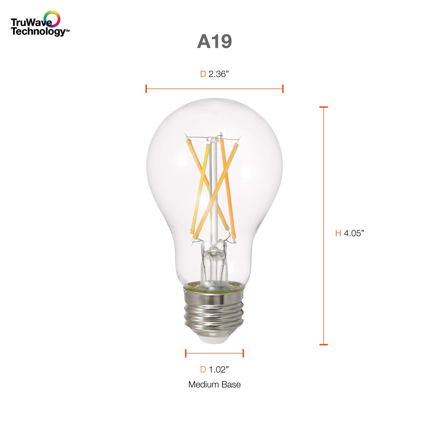 Sylvania LED TruWave Natural Series Light Bulb, 60W Equivalent, Efficient 8W A19, Medium Base, Dimmable, 800 Lumens, 2700K, Soft White, Clear - 6 Count (Pack of 1) (40806) LEDVANCE