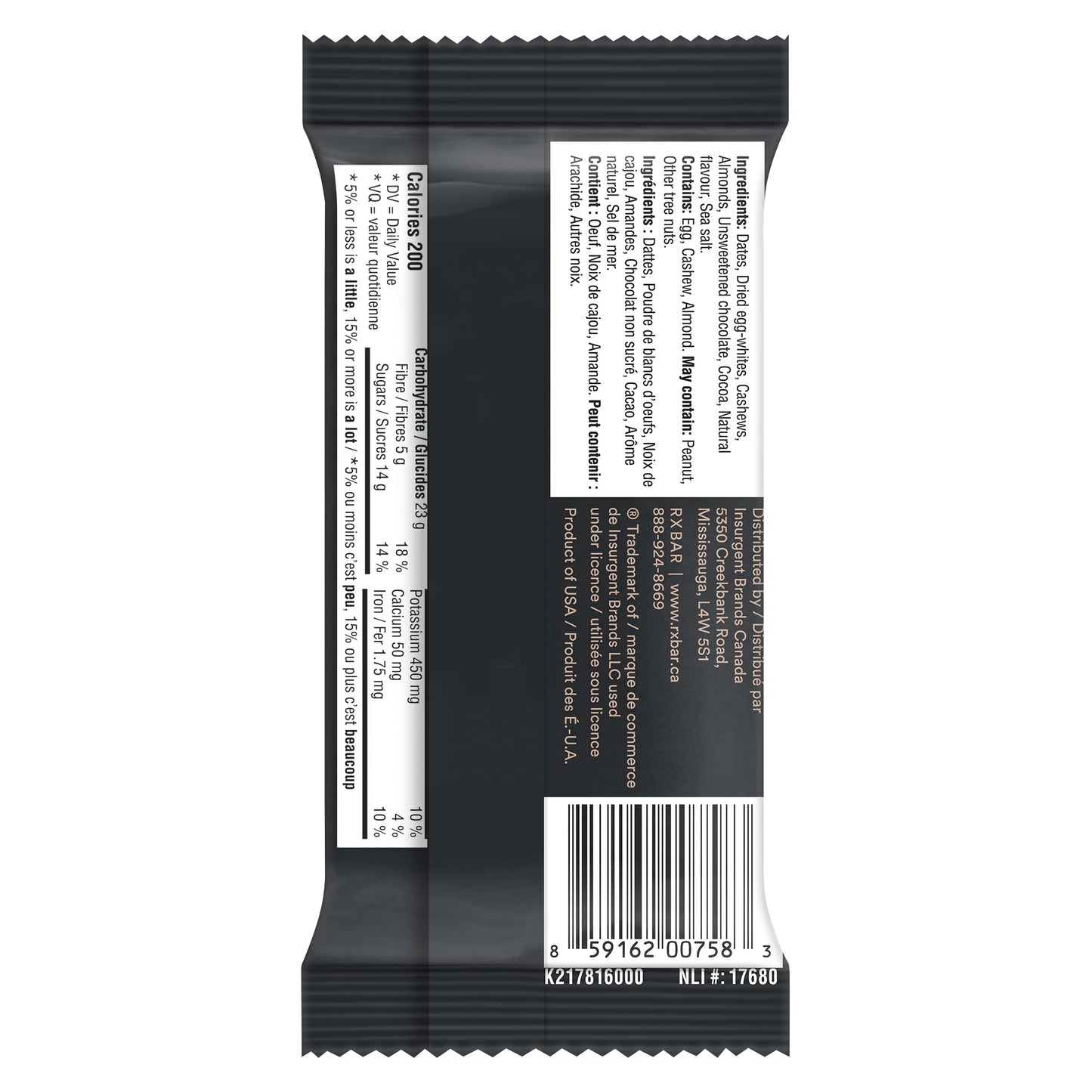 RXBAR Chocolate Sea Salt Protein Bar – 12 Pack (52g each)