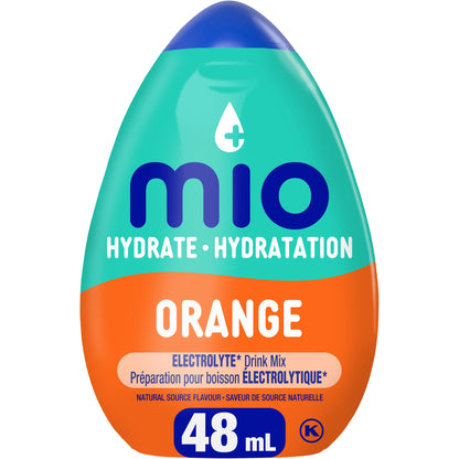 Mio Hydrate Orange Electrolyte Water Enhancer, 48 mL Bottle (12-Pack)