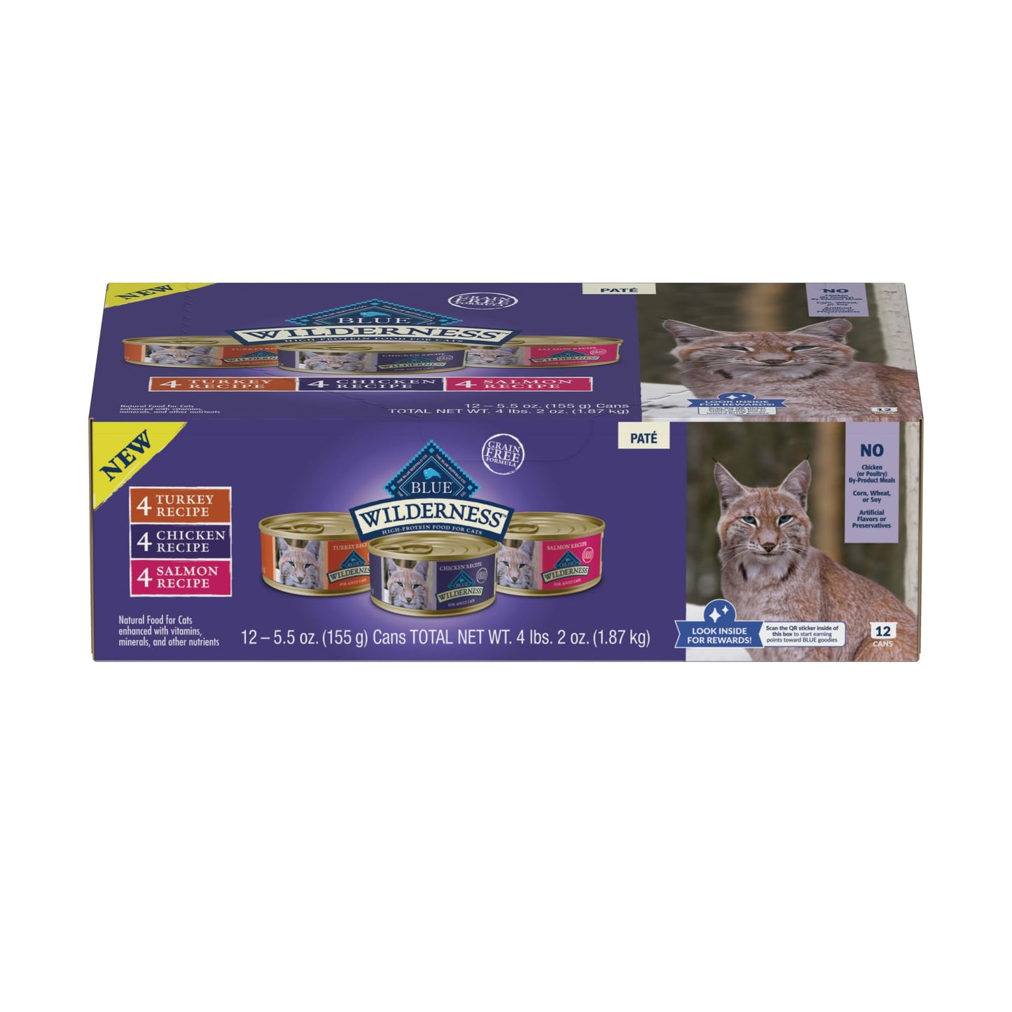 Blue Buffalo Wilderness HR Adult Cat Chicken/Salmon/Turkey 5.5oz Can Variety Pack Blue Buffalo