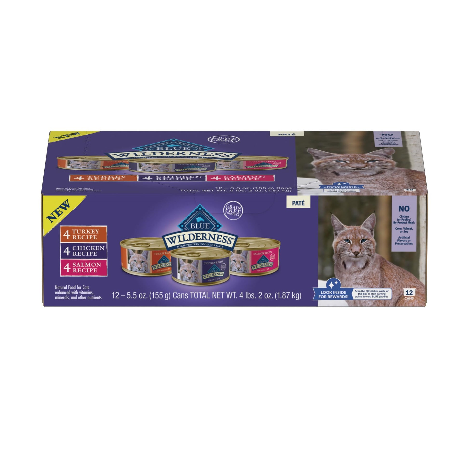Blue Buffalo Wilderness HR Adult Cat Chicken/Salmon/Turkey 5.5oz Can Variety Pack Blue Buffalo