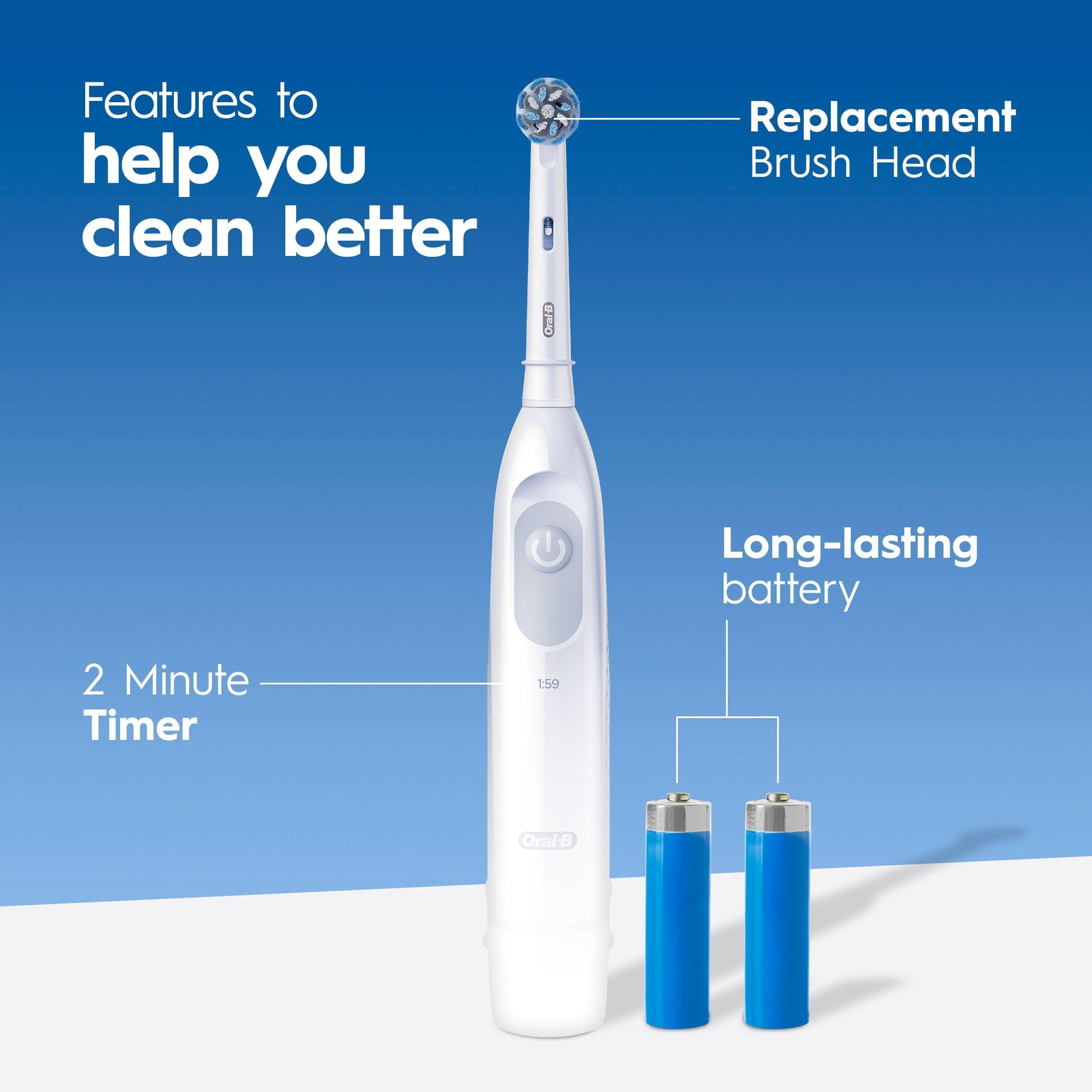 Oral B Pro Clean Battery Toothbrush, Sensitive Clean - White, 1 Toothbrush, 1 Brush Head, Built-in Timer and batteries included Oral-B