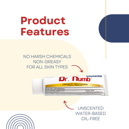 Dr. Numb Tattoo Numbing Cream 5% Lidocaine Topical Anesthetic Fast-Acting Pain Relief Cream for Tattoos, Piercing, Microblading, Microneedling, Waxing - Hemorrhoid Relief - 10 g - Available at All In One Marketplace Canada