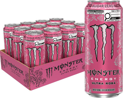 MONSTER ENERGY, Ultra Rosa, 473 mL Cans (12 Pack) – Zero Sugar Energy Drink