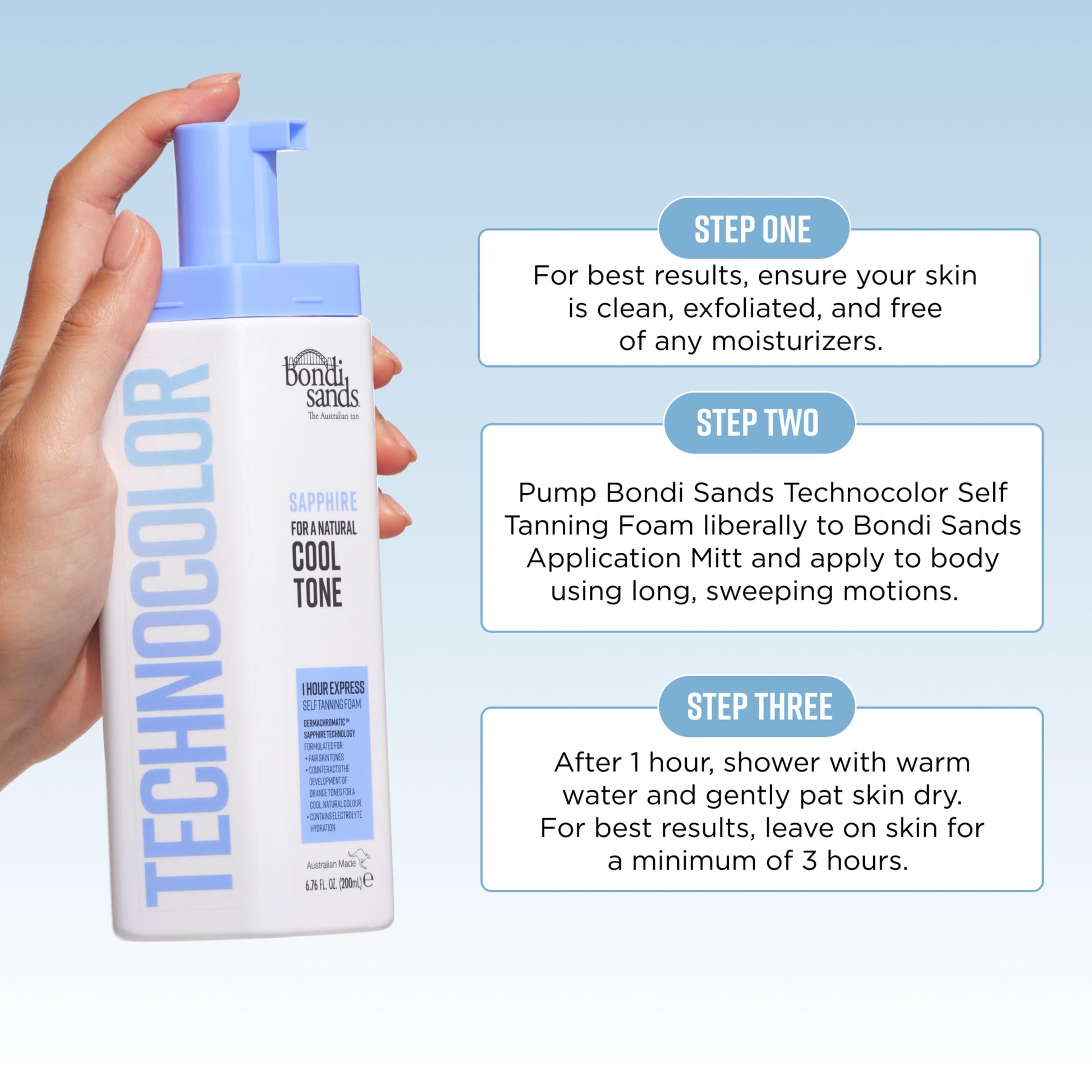 BONDI SANDS TECHNOCOLOR 1 HOUR EXPRESS SELF TANNING FOAM SAPPHIRE 200mL (CANADA) - Available at All In One Marketplace Canada