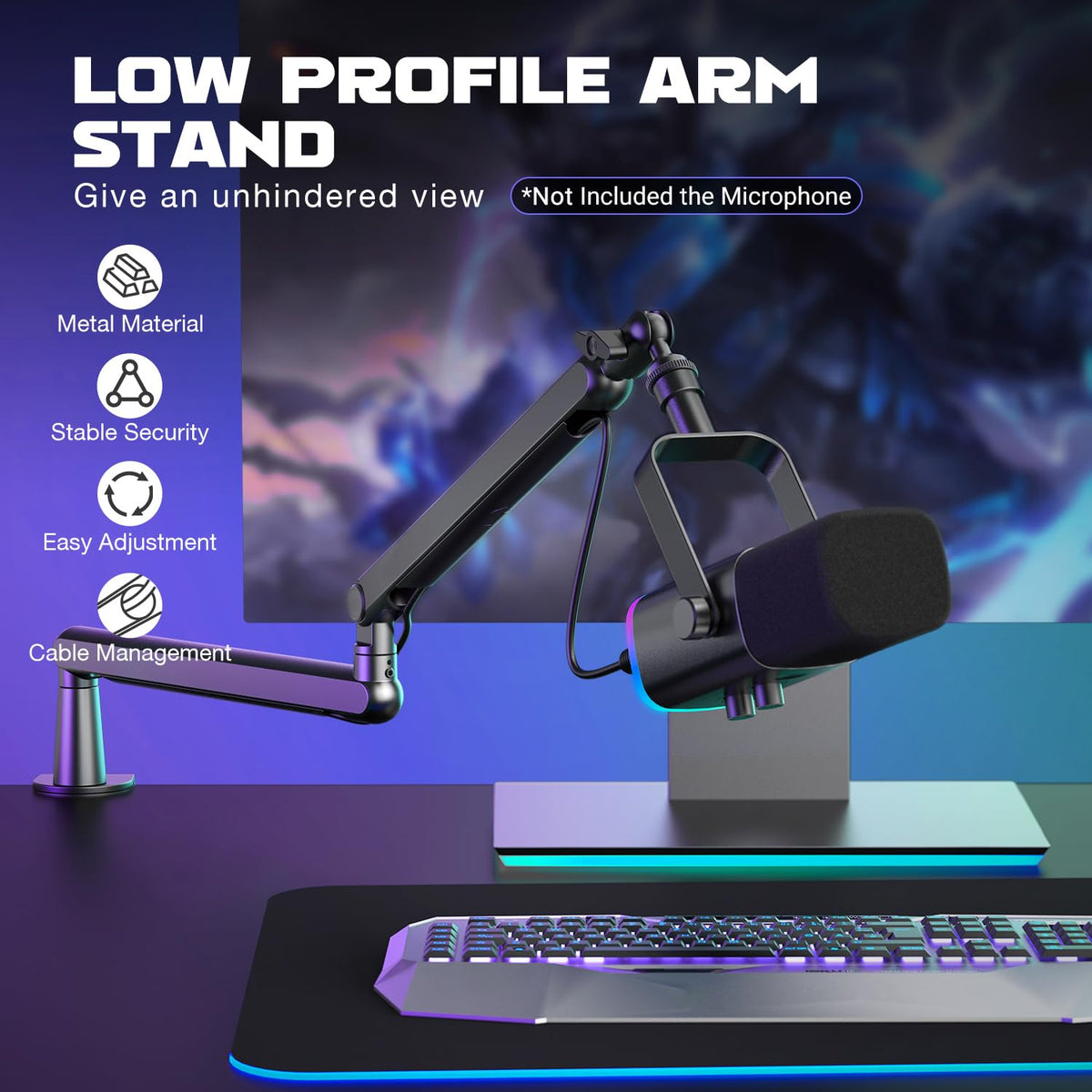 FIFINE BM88 Low Profile Microphone Boom Arm Stand