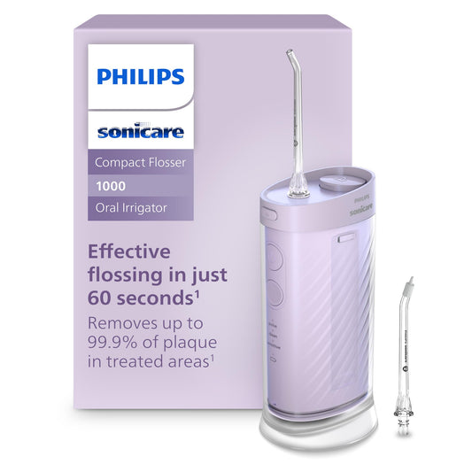 Philips Sonicare Compact Flosser 1000, Portable Water Flosser with 3 Flossing Modes, IPX7 Waterproof Oral Irrigator, Travel Friendly, Purple, Model HX3333/23 - Available at All In One Marketplace Canada