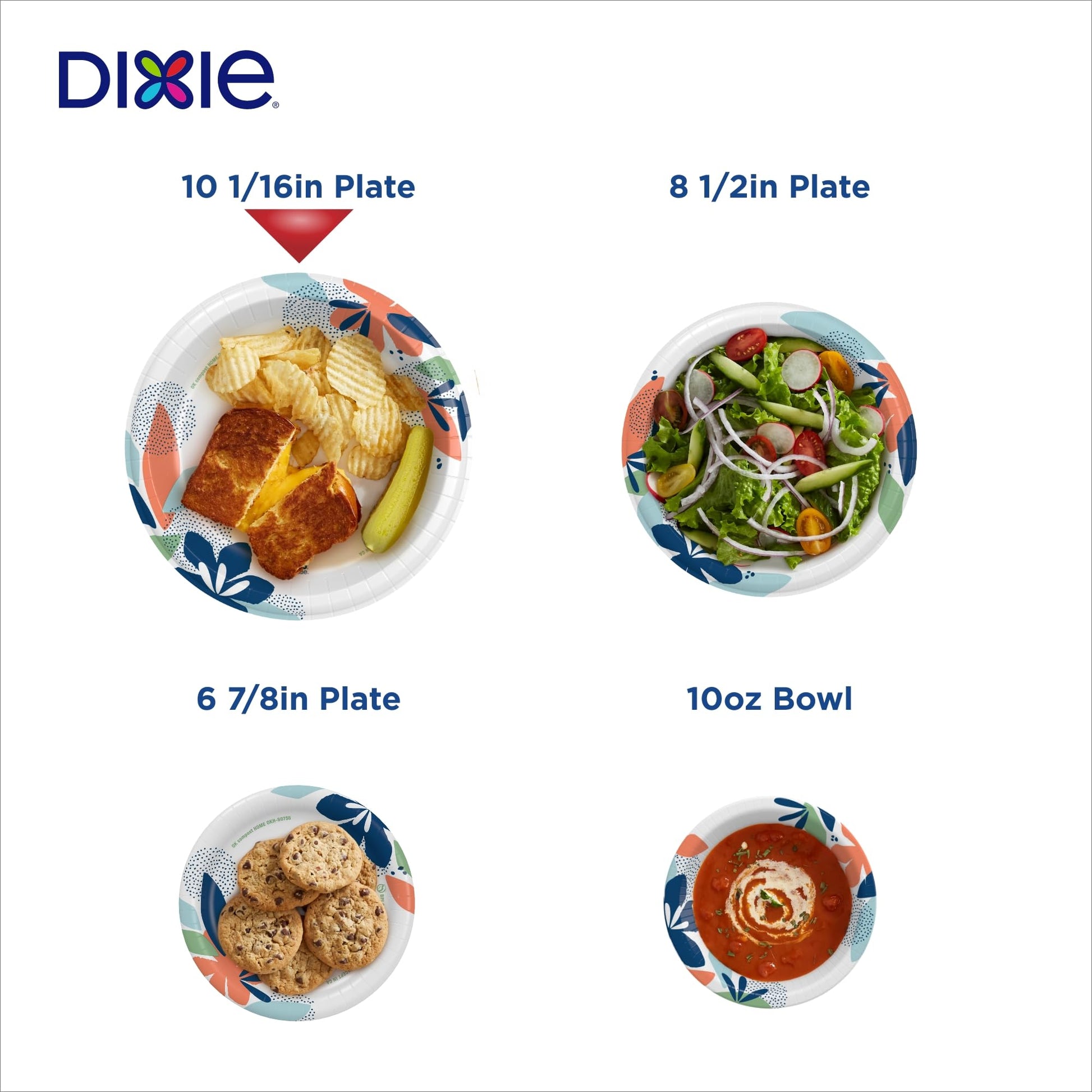 Dixie Large Paper Plates, 10 Inch, 150 Count, 2X Stronger, Microwave-Safe, Soak-Proof, Cut Resistant, Disposable Plates for Everyday Breakfast, Lunch, & Dinner Meals Dixie