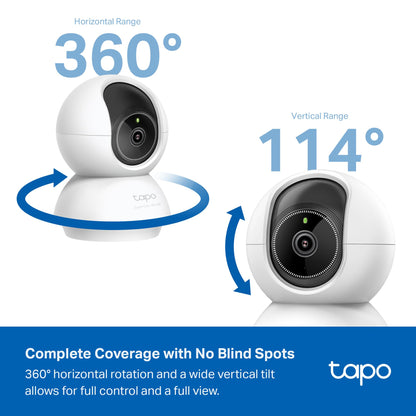 Tapo 3K 5MP Pan/Tilt Security WiFi Camera, Baby & Pet Camera, 360° Motion Tracking, 2-Way Audio, 40Ft. Night Vision, Cloud & Local Storage (Up to 512 GB), Works w/Alexa & Google (Tapo C230)