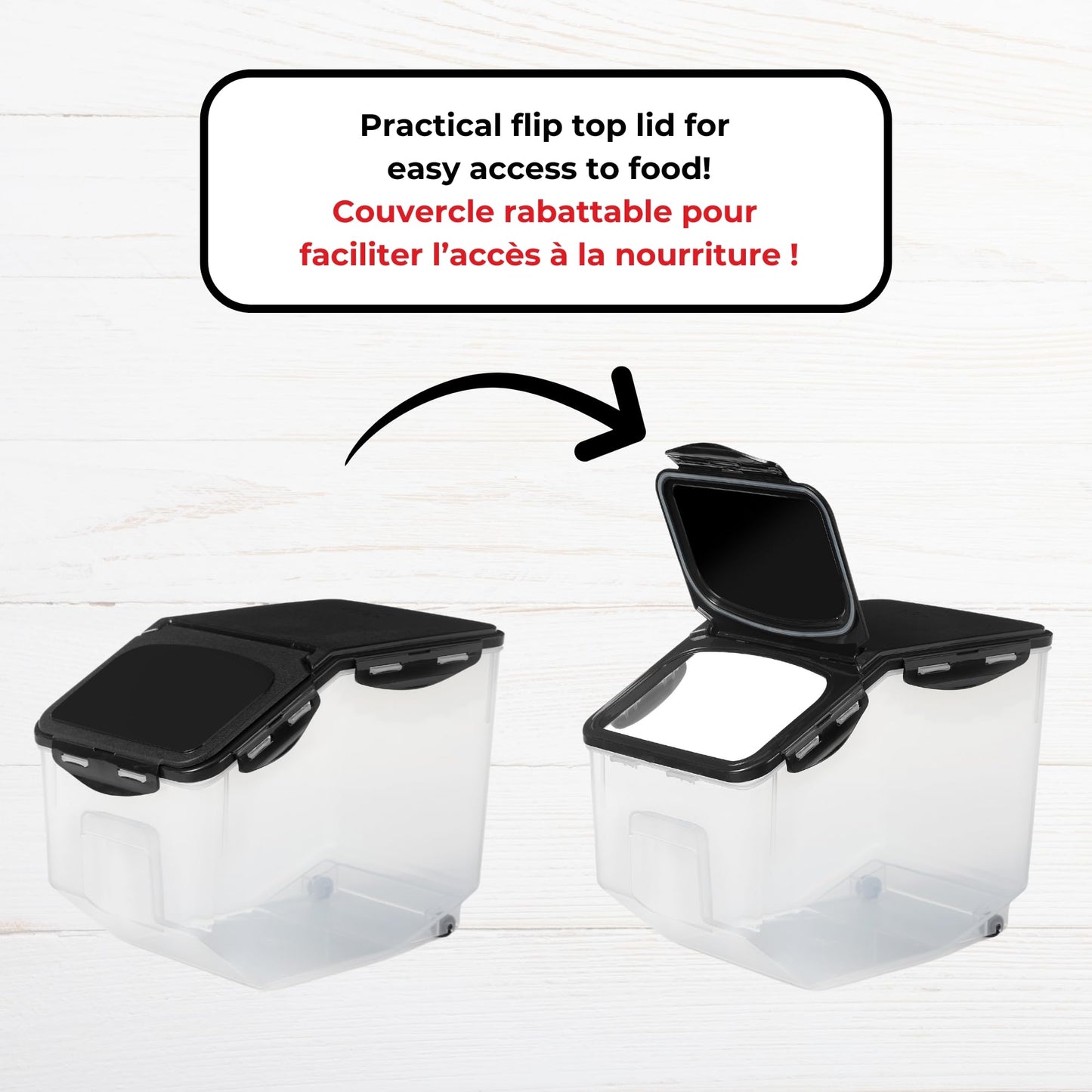 Starfrit LocknLock Pet Food Container with Wheels - 406oz/12L - Airtight - 4-Sided Locking Flip Top Lid 🍁 All In One Marketplace Canada