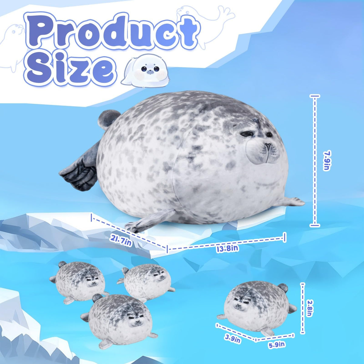 Chubby Seal Pillow Plush with 4 Baby Seal Plushies in Her Tummy 🍁 All In One Marketplace Canada