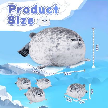 Chubby Seal Pillow Plush with 4 Baby Seal Plushies in Her Tummy 🍁 All In One Marketplace Canada
