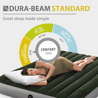 INTEX 64761E Dura-Beam Standard Downy Air Mattress: Fiber-Tech – Twin Size – Built-in Foot Pump – 10in Bed Height – 300lb Weight Capacity 🍁 All In One Marketplace Canada