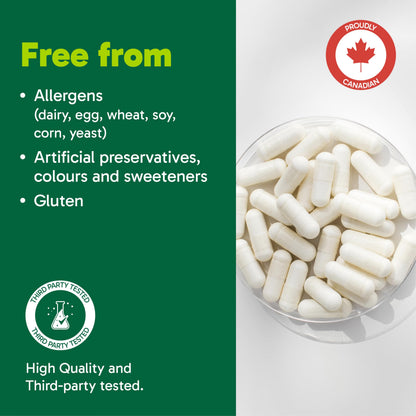 Organika Canadian-Made Taurine Ultra Strength- 1000mg- Supports Cardiovascular Health, 3000mg Daily Dose- 240vcaps - Available at All In One Marketplace Canada