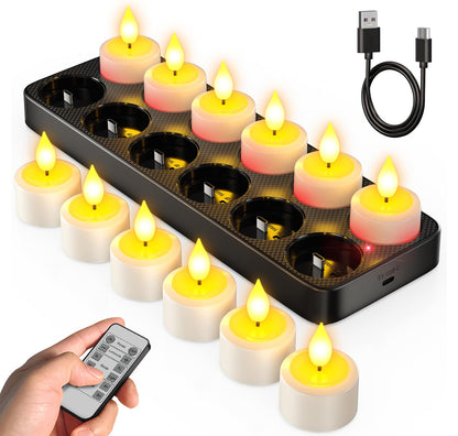 SoulBay Rechargeable Tea Lights with Remote, 12 LED Votive Candles, USB-C 🍁 All In One Marketplace Canada