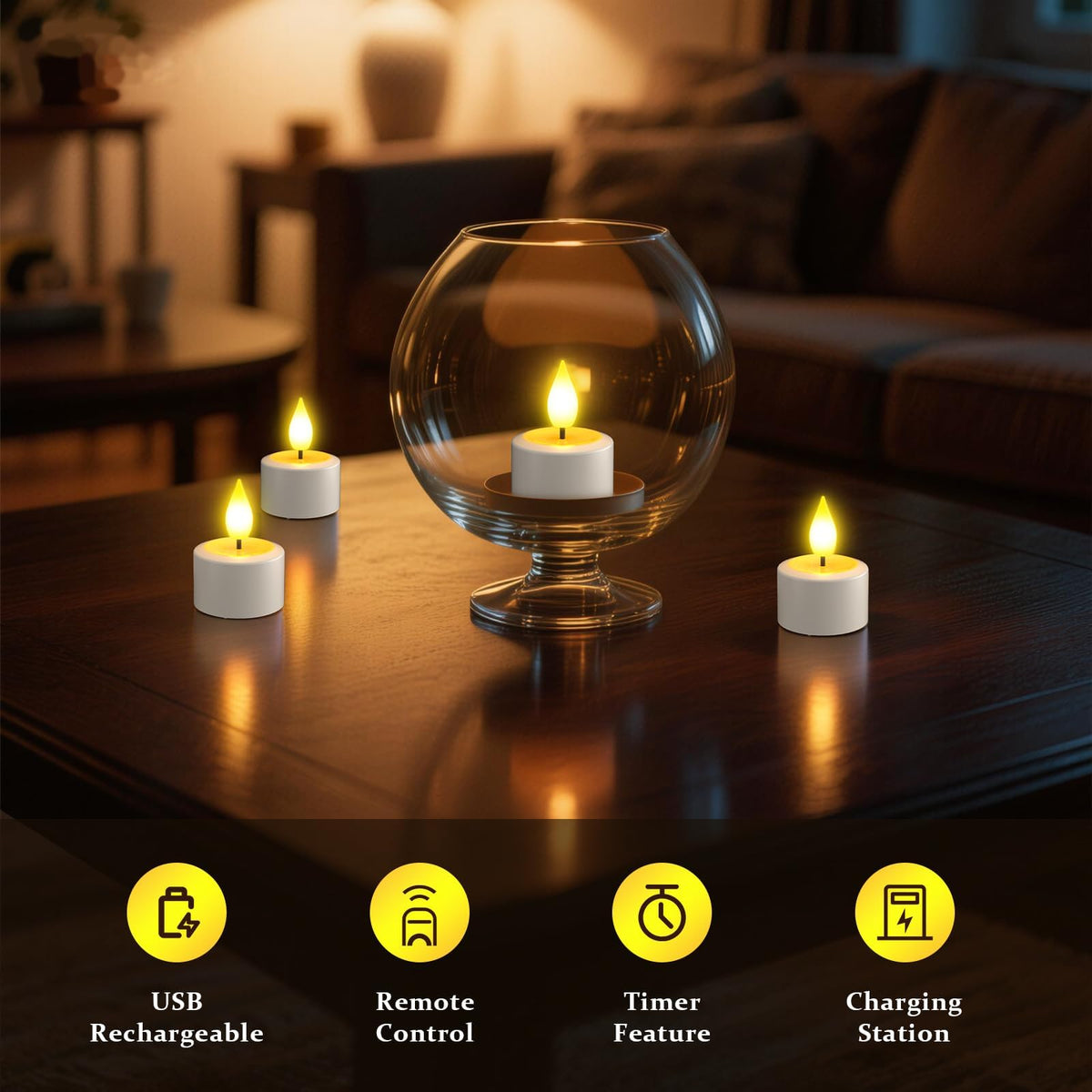 SoulBay Rechargeable Tea Lights Candles with Remote Timer & Charging Base 🍁 All In One Marketplace Canada