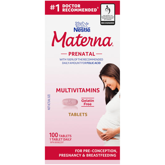 NESTLÉ Materna Prenatal Multivitamin Supplement | Folic Acid | 100 Tablets - Available at All In One Marketplace Canada
