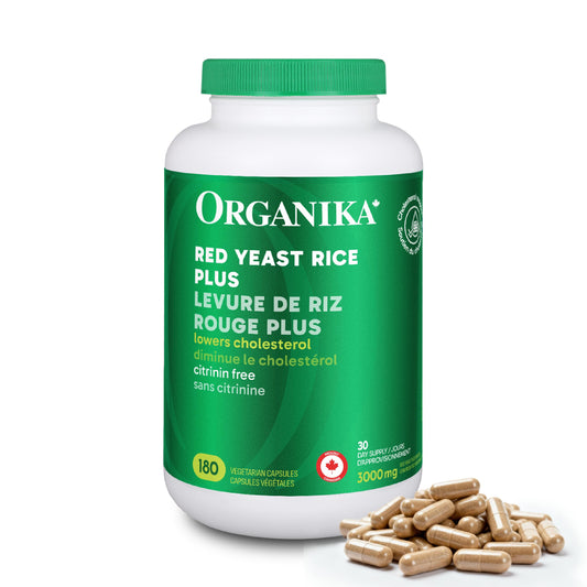 Organika Canadian-Made Red Yeast Rice Plus- Plant Sterols, Cholesterol Support- 180vcaps - Available at All In One Marketplace Canada