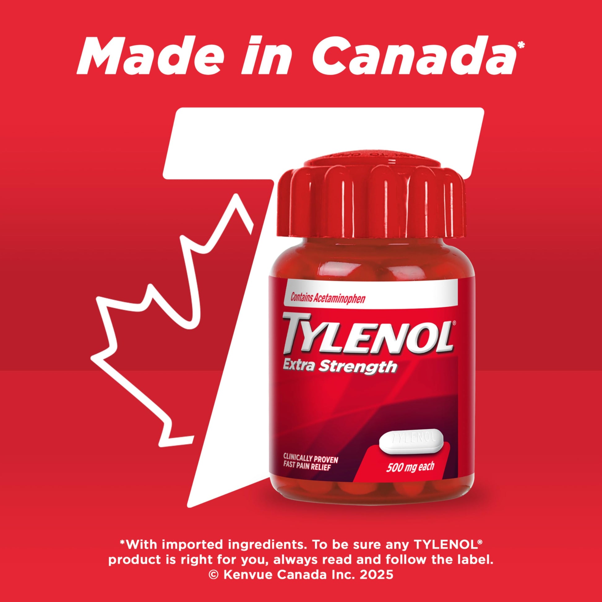 Tylenol Extra Strength, VALUE PACK For Pain Relief, Headache Relief, and Reducing Fever, 500 mg Acetaminophen 200 Caplets - Available at All In One Marketplace Canada