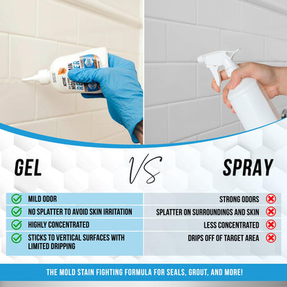 Mold Stain Remover Gel Cleaner - ACTIVE Heavy Duty Stain Cleaner for Front Loader Washing Machine Seal, Bathroom Grout, Shower, Caulk - Front Load Washer Cleaning Solution - 7 Fl Oz