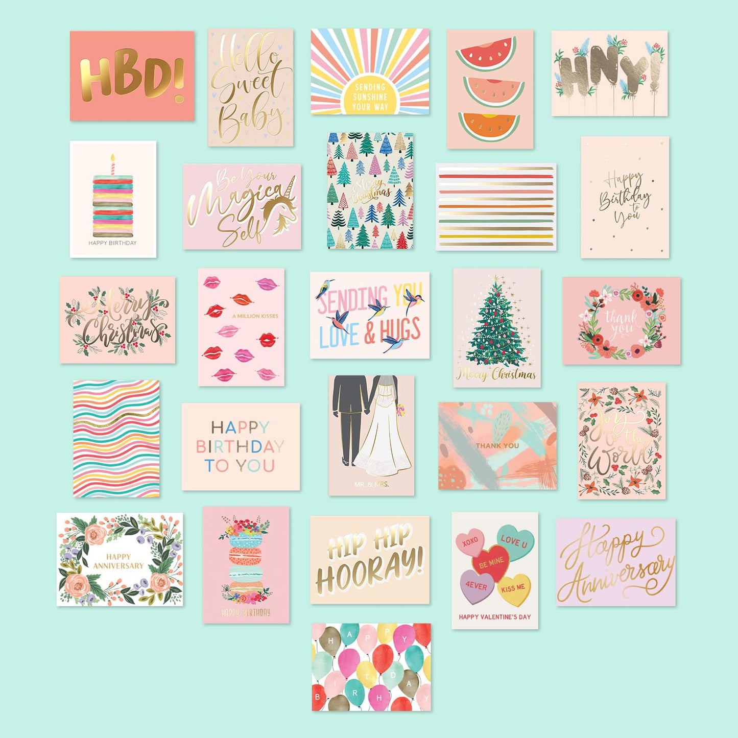 Sweetzer & Orange 100 All Occasion Cards & Envelopes Set - Greeting Notecards Assortment Box - Birthday Cards Bulk for Office, Thank You, Holiday, Blank Notecards & more – Organizer Box Included - Available at All In One Marketplace Canada