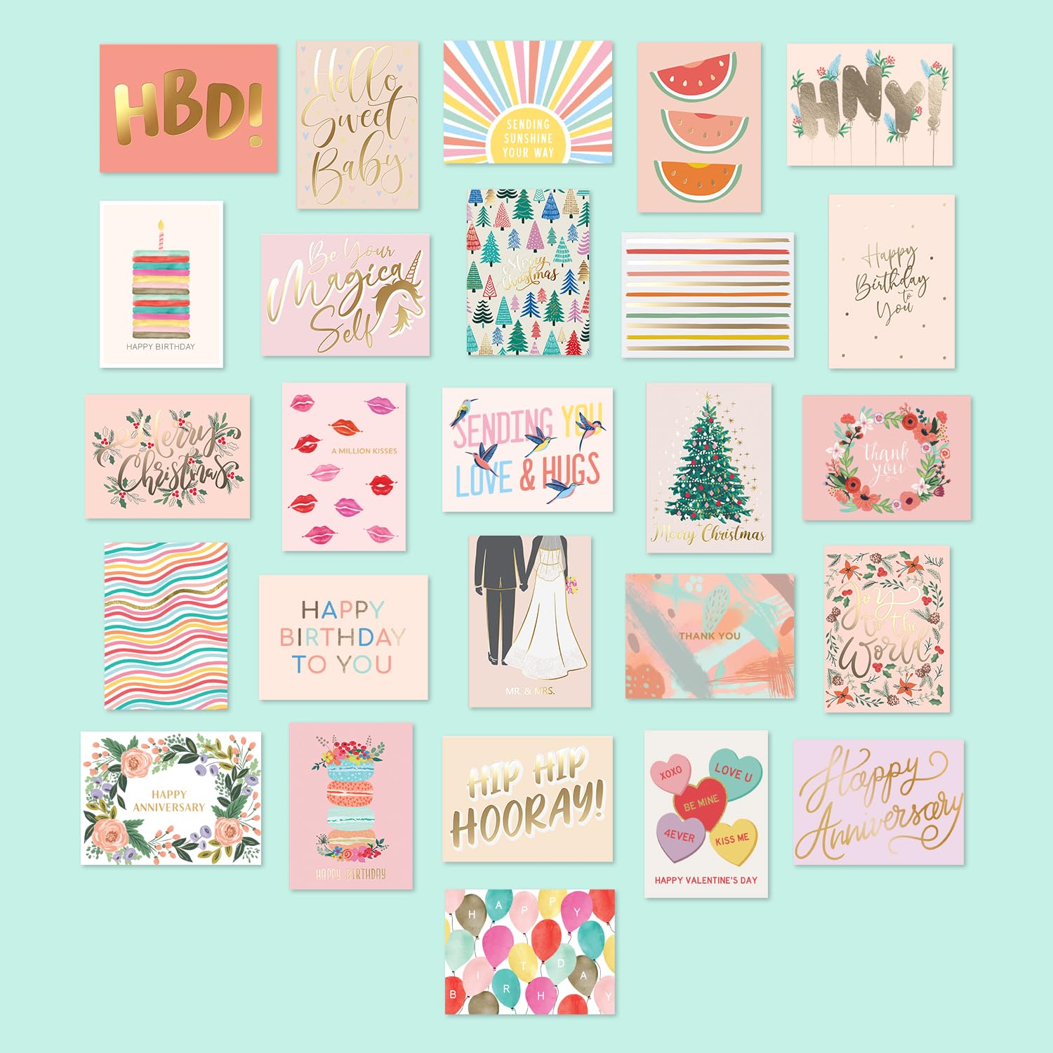 Sweetzer & Orange 100 All Occasion Cards & Envelopes Set - Greeting Notecards Assortment Box - Birthday Cards Bulk for Office, Thank You, Holiday, Blank Notecards & more – Organizer Box Included - Available at All In One Marketplace Canada