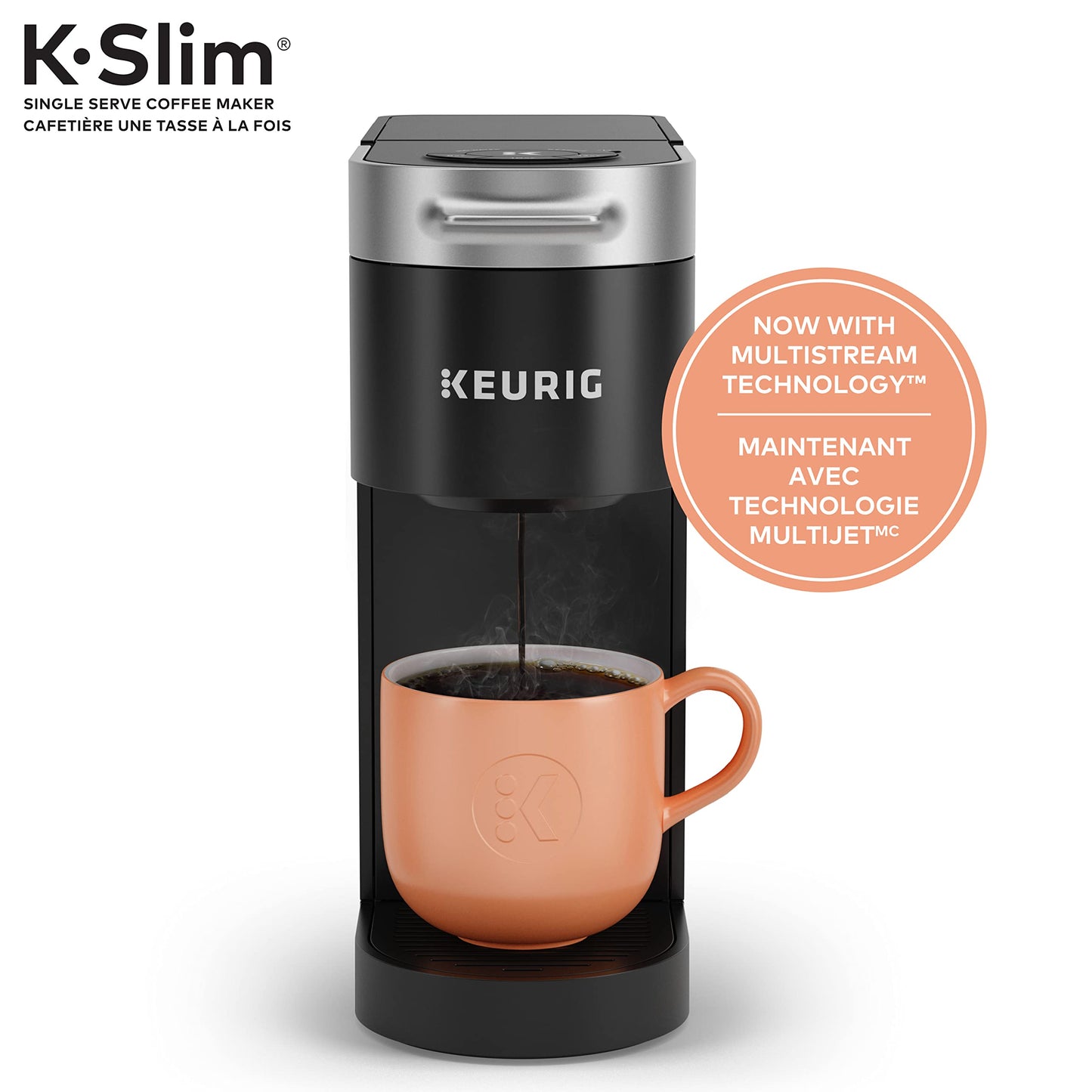 Keurig K-Slim Single Serve K-Cup Pod Coffee Maker, Featuring Simple Push Button Controls And MultiStream Technology, Black