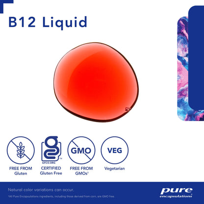 Pure Encapsulations B12 Liquid - B12 as Methylcobalamin - For Energy Metabolism & Red Blood Cell Formation - Liquid Drops - 30 mL - Available at All In One Marketplace Canada