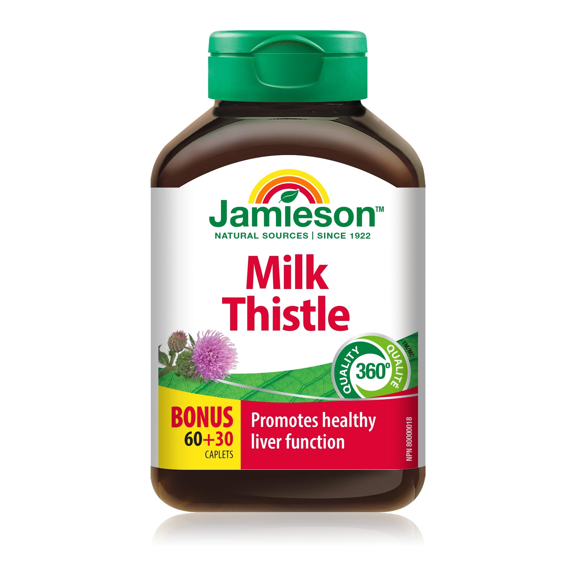 Jamieson Milk Thistle 150 mg, Supports Liver Function, Helps Relieve Digestive Disturbances. Non-GMO, Gluten-Free, 90 Vegetarian Caplets, Proudly Canadian - Available at All In One Marketplace Canada