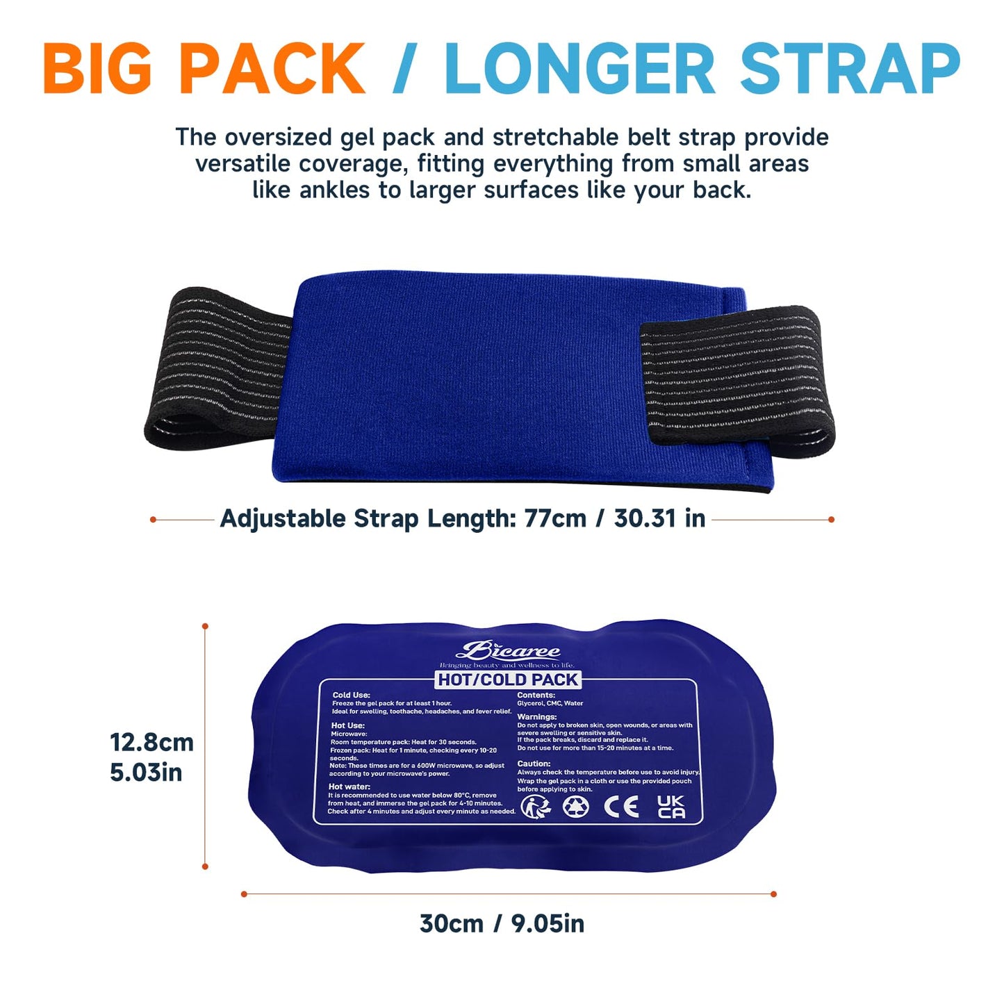 BICAREE Cold Gel Ice Packs Reusable for Injuries, Cold Compress - Relieves Muscle Pain, Sports Injury Recovery, Reduces Swellin (3-Piece Set) - Available at All In One Marketplace Canada