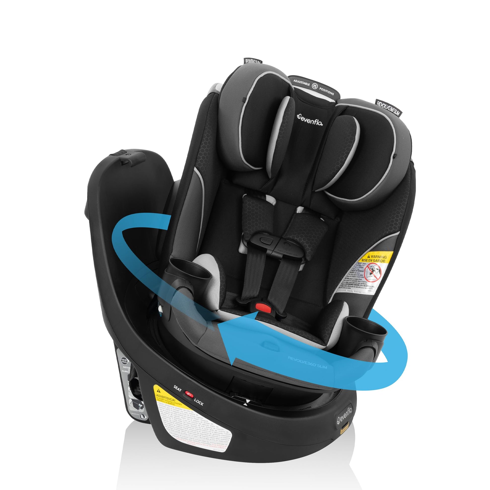 Evenflo Revolve360 Slim 2-in-1 Rotational Car Seat - Canton Black Evenflo