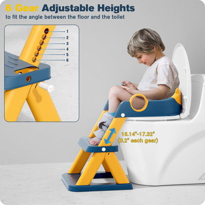 Rabb 1st Potty Training Seat, Upgrade Toddler Toilet Seat for Kids Boys Girls, 2 in 1 Potty Training Toilet for Kids, Splash Guard Anti-Slip Pad Step Stool(Blueyellow)
