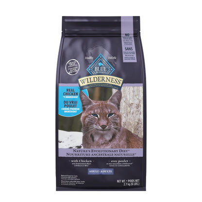 Blue Buffalo Wilderness with Chicken Natural High-Protein Grain-Free Dry Food for Adult Cats, Real Chicken First, Antioxidant-Rich LifeSource Bits Support Immunity, Promotes Strong Muscles, 6 lbs.