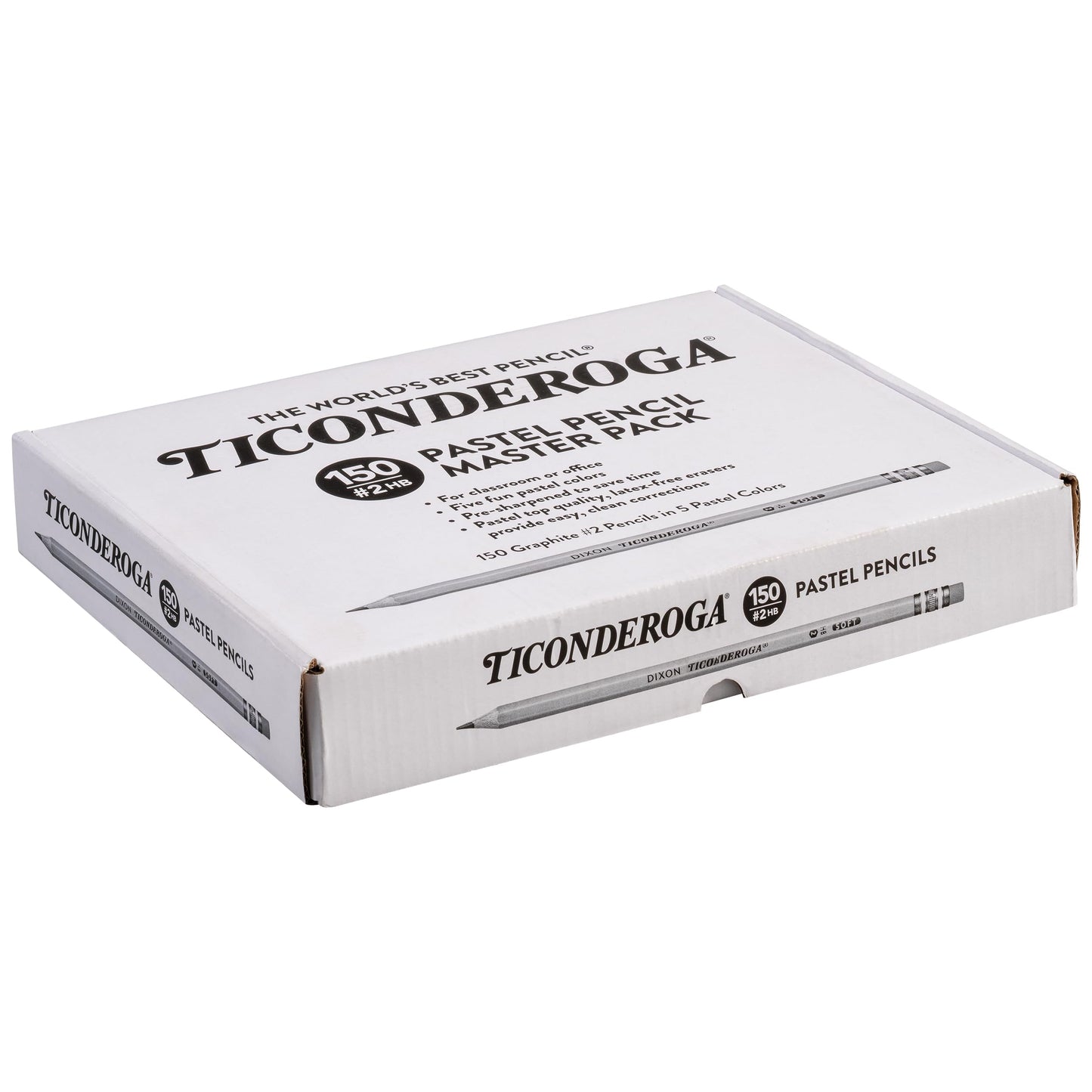 Ticonderoga Wood-Cased Pencils Master Pack, Pre-Sharpened, #2 HB Soft, Pastel Colors, 150 Count Ticonderoga
