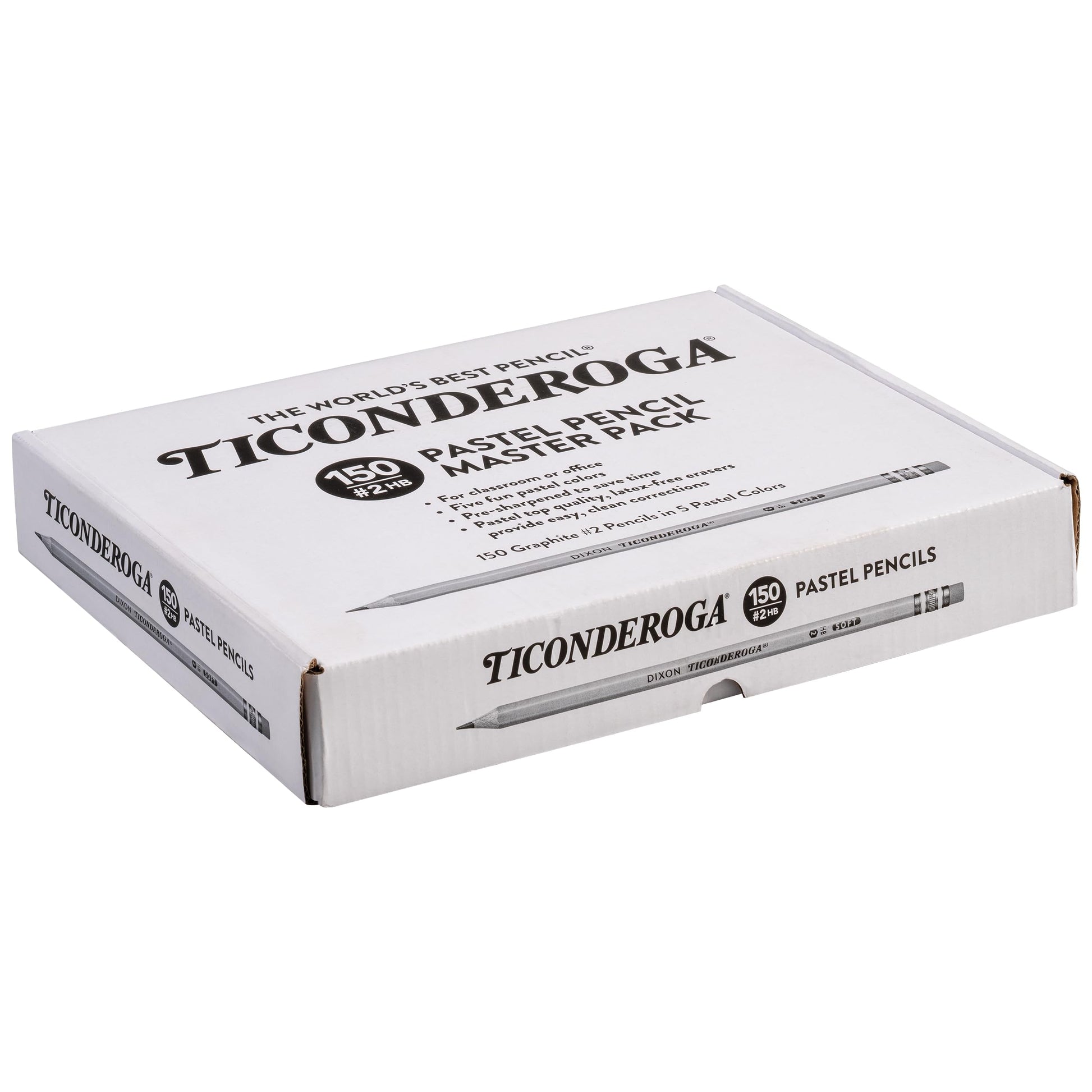 Ticonderoga Wood-Cased Pencils Master Pack, Pre-Sharpened, #2 HB Soft, Pastel Colors, 150 Count Ticonderoga
