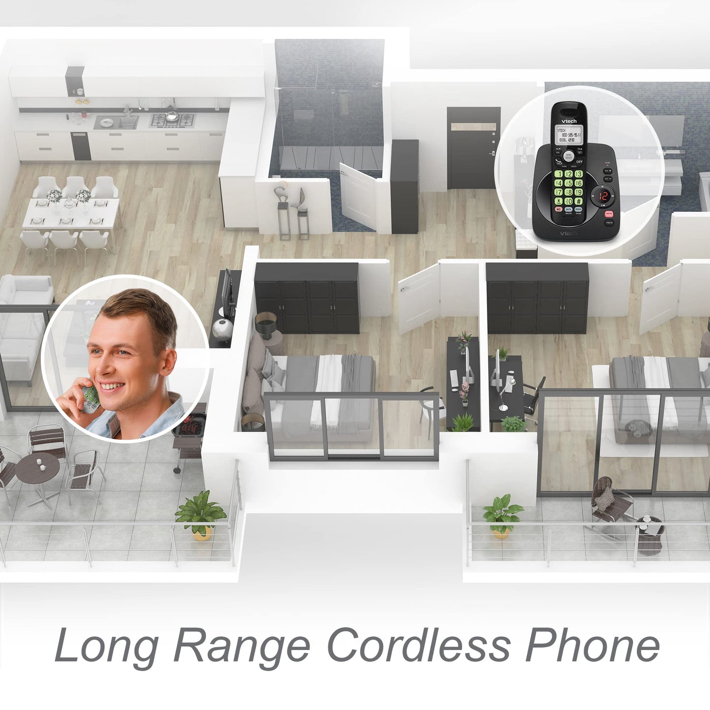 VTech VG104-11 DECT 6.0 Cordless Phone for Home with Answering Machine, Blue-White Backlit Display, Backlit Buttons, Full Duplex Speakerphone, Caller ID/Call Waiting, Reliable 1000 ft Range (Black) 🍁 All In One Marketplace Canada