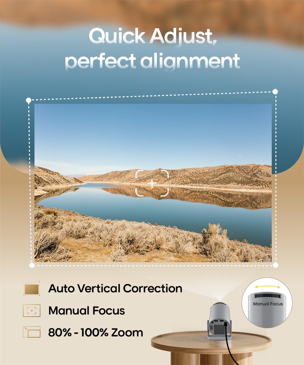 Magcubic Mini Projector with 4K Support, Portable Projector with WiFi 6 and Bluetooth 5.4, Auto Keystone, 200 ANSI, 180° Rotation, Built-in Apps, Smart Projecteur for Outdoor Home Theater
