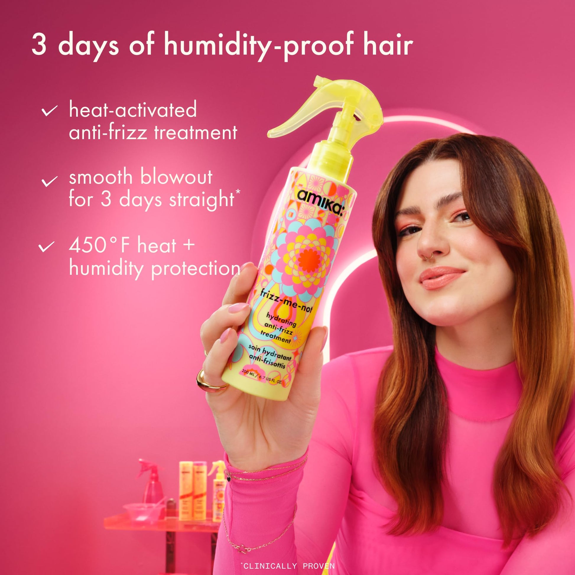 amika frizz-me-not hydrating anti-frizz treatment, 60ml | lightweight hydrating spray for medium to thick coarse hair types 2a-4c, humidity + heat protection, smooth frizz for up to 3 days Amika