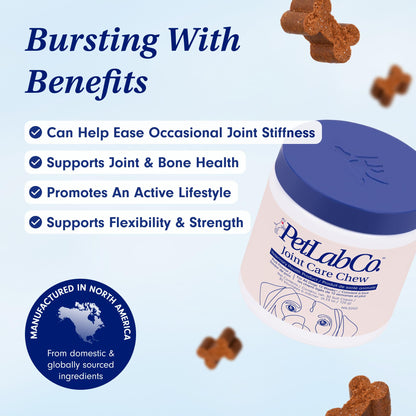 Petlab Co. Joint Care Chews, High Levels of Glucosamine for Dogs, Green Lipped Mussels, Omega 3 and Turmeric, Dog Hip and Joint Supplement to Actively Support Mobility, Packaging May Vary