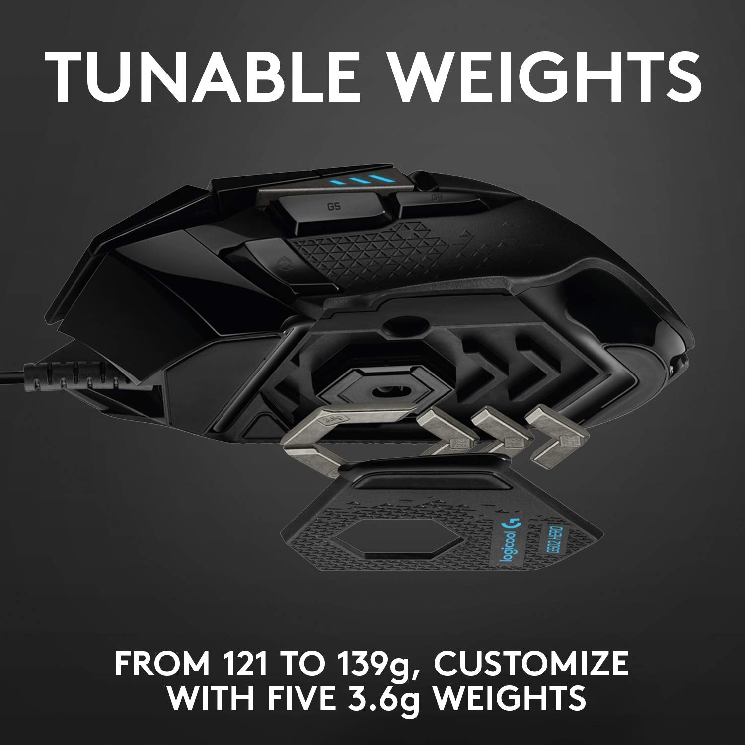 Logitech G502 Hero High Performance Wired Gaming Mouse, Hero 25K Sensor, 25,600 DPI, RGB, Adjustable Weights, 11 Programmable Buttons, On-Board Memory, PC/Mac, Black