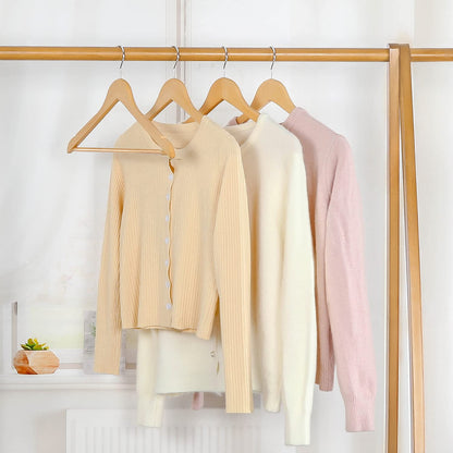 TOPIA HANGER Wooden Hangers (30 Pack), Natural Wooden Coat Hangers with Non Slip Pants Bar, 360°Swivel Hook and Shoulder Notches for Suit, Jacket, Pants, Smooth Finish Clothes Hangers - CT34N30 - Available at All In One Marketplace Canada