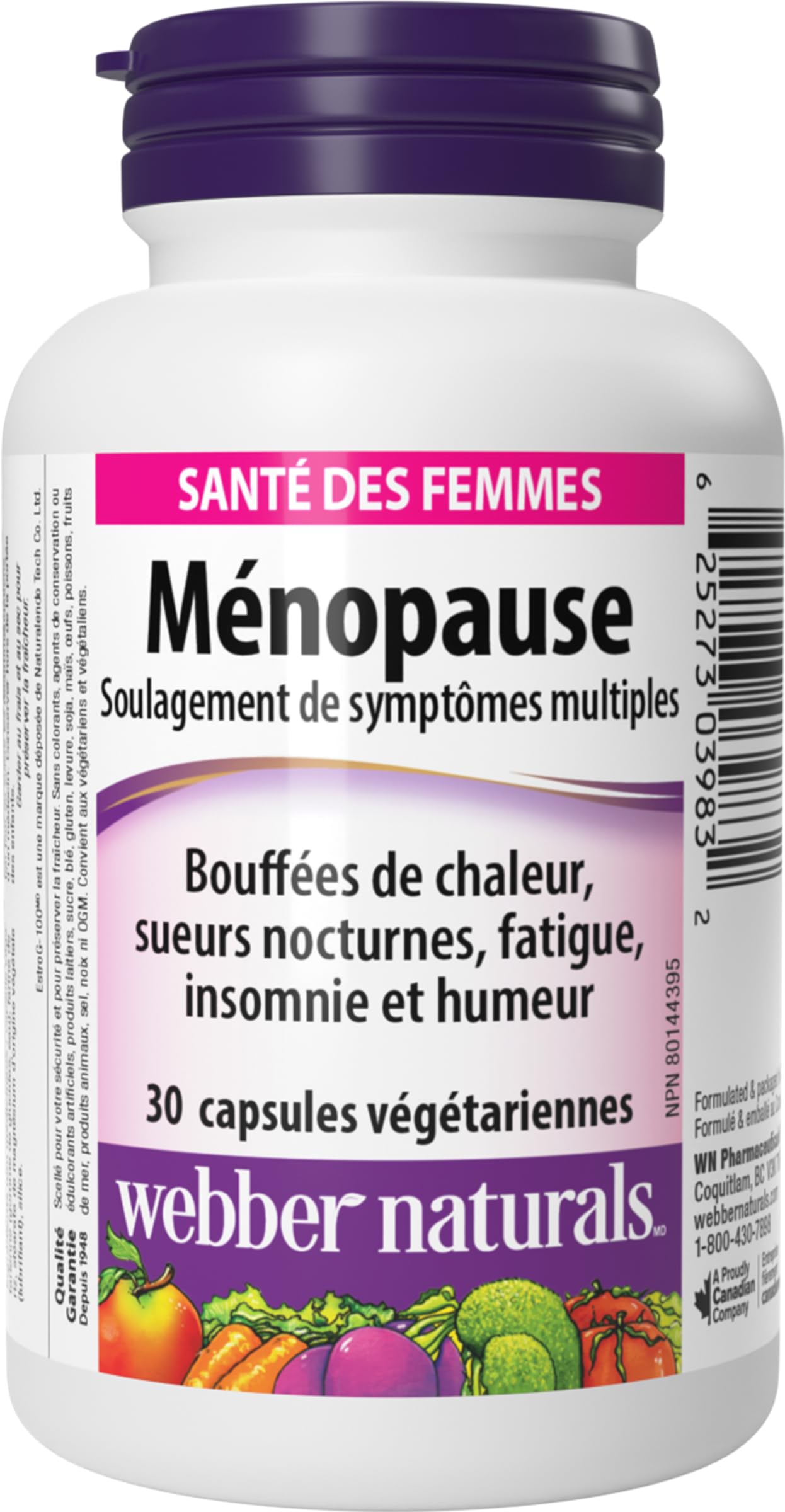 Webber Naturals Menopause Relief with EstroG-100, Multi-Symptom Support for Hot Flashes, Night Sweats, Mood & Sleep, Hormone-Free, Vegan Webber Naturals