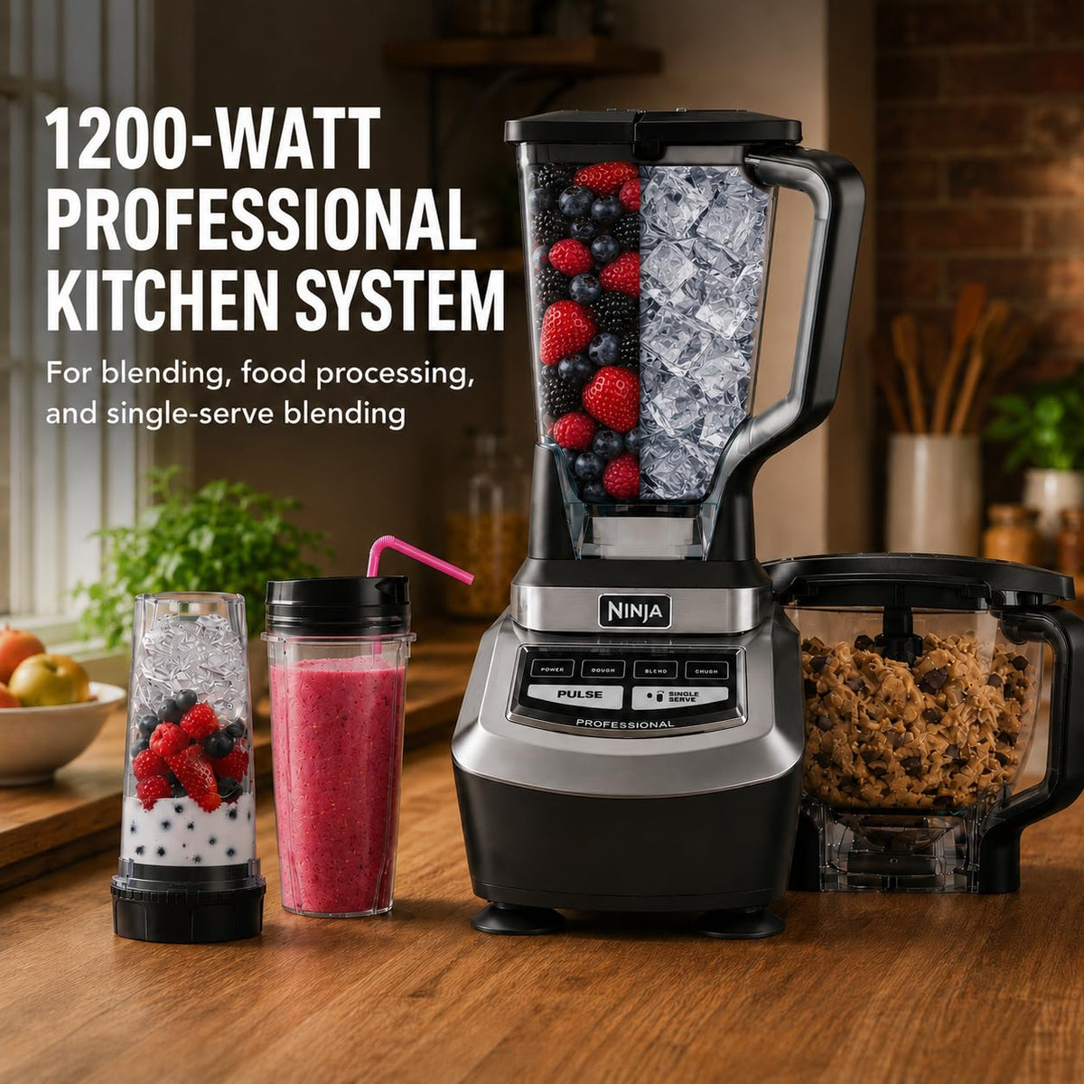Ninja BL780C, Ninja Supra Kitchen System with Blender and Food Processor, Black/Silver, 1200W, (Canadian Version)