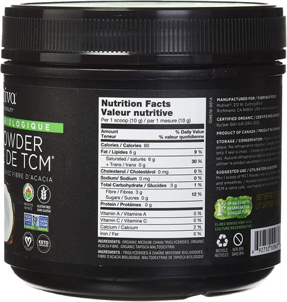 Nutiva Organic MCT Oil Powder with Prebiotic Acacia Fiber – Unflavored, 300g