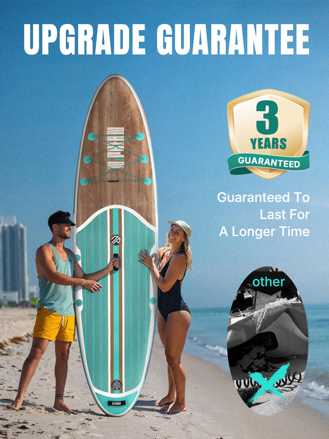 Niphean Inflatable Stand Up Paddle Board with SUP Accessories, 10'6'' All-Round Inflatable SUP, Anti-Slip EVA Deck, Inflatable Paddle Board for Adults & Youth