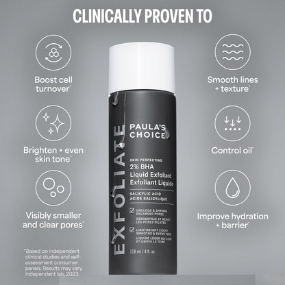 Paula's Choice SKIN PERFECTING 2% BHA Liquid Salicylic Acid Exfoliant Duo, Gentle Exfoliator for Enlarged Pores, Wrinkles & Fine Lines, Includes 1 Full Size Bottle & 1 Travel Size Bottle